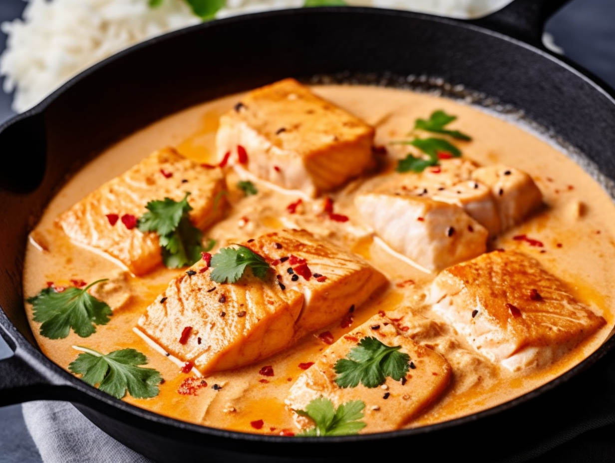 Recept på Asiatisk kokosgryta med lax