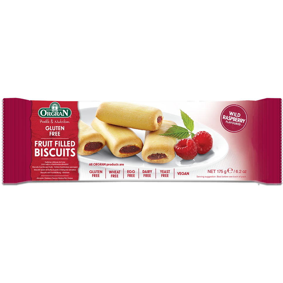 Orgran mördeg med hallonfyllning